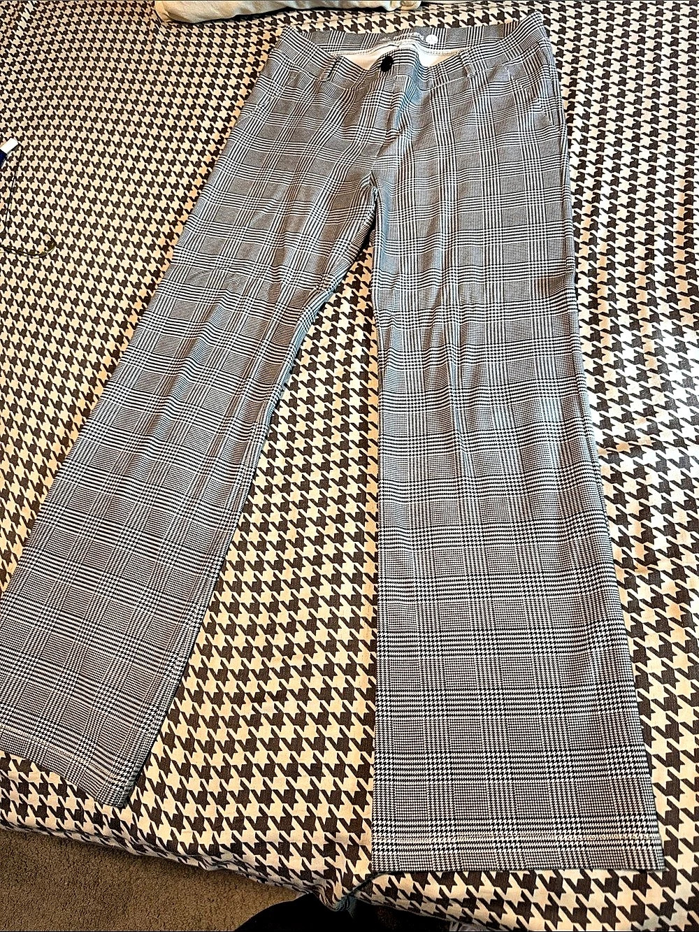 Betabrand Black and White Houndstooth Dress Pant Yoga Pants